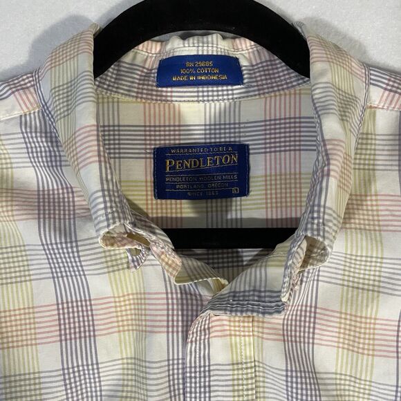 Pendleton Short Sleeve Button Shirt Men's Size L Multicolor Plaid - Picture 2 of 5